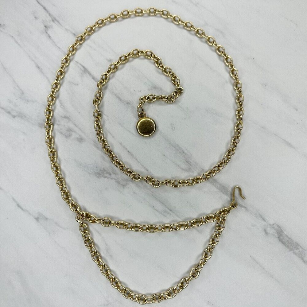 Skinny Draped Gold Tone Metal Chain Link Belt Y2K Small/Medium (S/M) ✨
